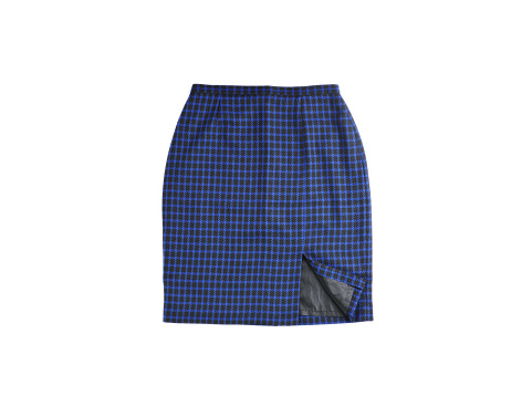 Stylish blue checkered stripy skirt isolated on white background. Hype fashion magazine photo urban style.