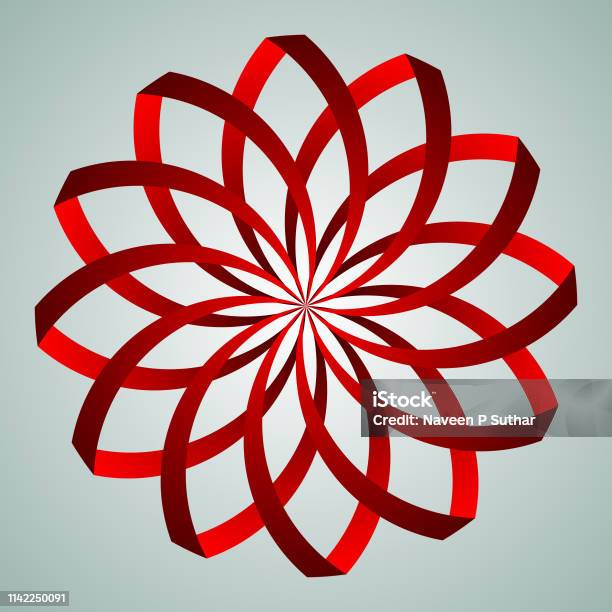 3d Ribbon Floral Shaped Vector Illustration Stock Illustration - Download Image Now - Art, Award Ribbon, Circle