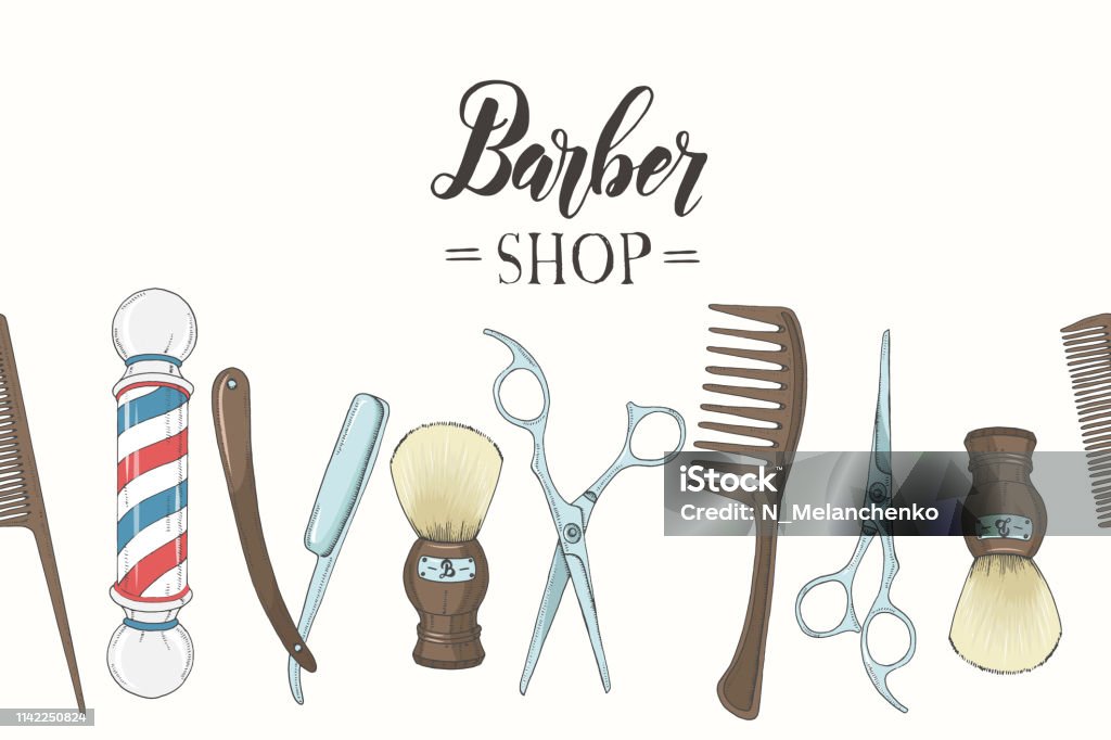 Ilustración de Barber Shop Patrón Sin Costuras Con Maquinilla De Afeitar Tijeras Cepillo De Afeitar Peine Barbería Clásica Pole On White Bosquejo Letras Para Fondo De Pantalla Fondo De Página Web y Ilustración de Barber Shop Patrón Sin Costuras Con Maquinilla De Afeitar Tijeras Cepillo De Afeitar Peine Barbería Clásica Pole On White Bosquejo Letras Para Fondo De Pantalla Fondo De Página Web y