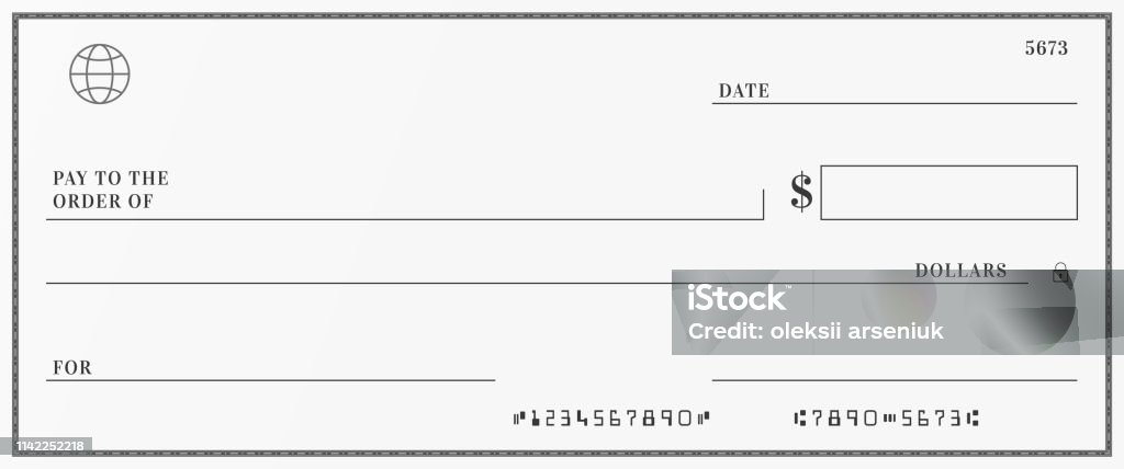 Blank template of the bank check. Checkbook cheque page with empty fields to fill. Blank template of the bank check. Checkbook cheque page with empty fields to fill Check - Financial Item stock vector