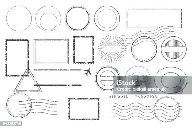 Postcard Stamps And Marks Postage Cancellation And Shipping Labeling Stock Illustration - Download Image Now