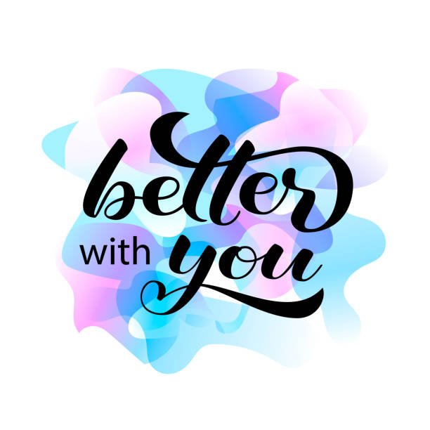 istock Better with you  lettering. Positive quote for card or clothes. Vector illustration 1142253989