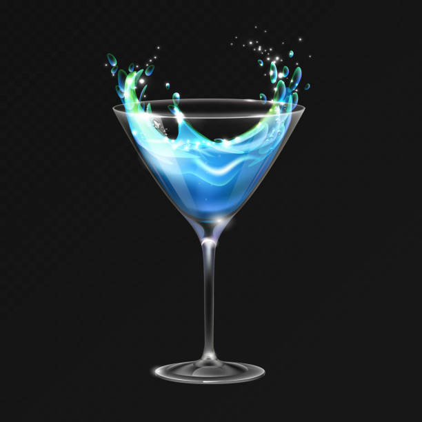 istock Realistic cocktail blue lagoon glass vector illustration on transparent background 1142255998