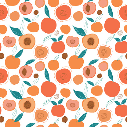 Vector colorful tasty trendy tropical fruits seamless pattern on light background. Use for fabric collections, surface pattern designs, print on demand products. Perfect for textile design and prints.