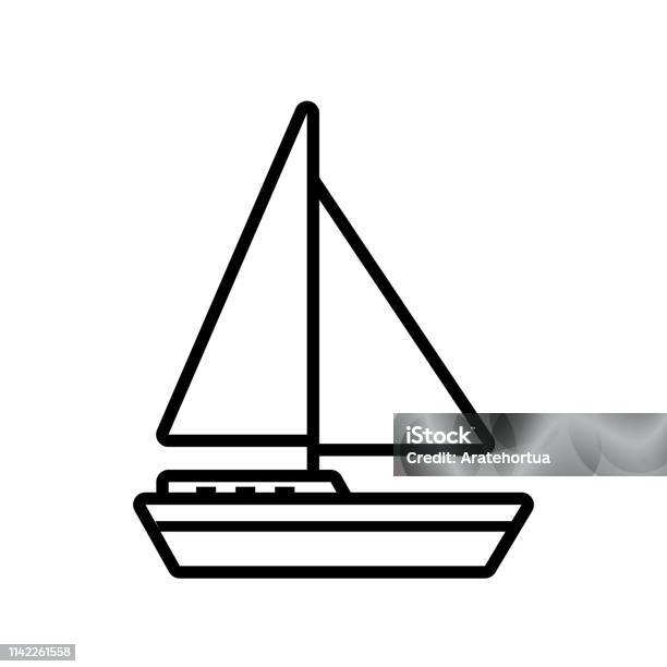 Sailboat Icon Isolated On White Background Stock Illustration - Download Image Now - Adventure, Art, Book