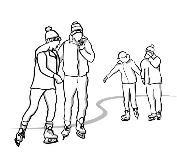 Vector illustration of Ice Skating Just For Fun