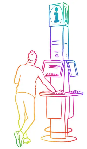 Vector illustration of Store Information Computer Station Rainbow