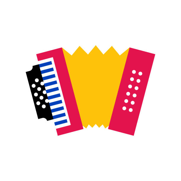 zeichentrickharmonika ikone auf weißem hintergrund isoliert - cumbia stock-grafiken, -clipart, -cartoons und -symbole