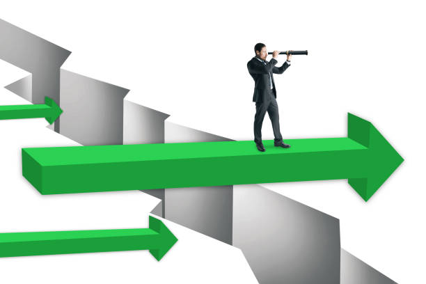istock Businessman on green arrow over gap 1142264962