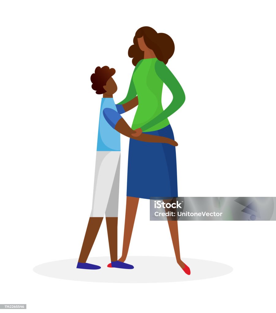Loving Mother Hugging Teenage Son Isolated Family Stock Illustration -  Download Image Now - Mother, Teenager, Son - iStock