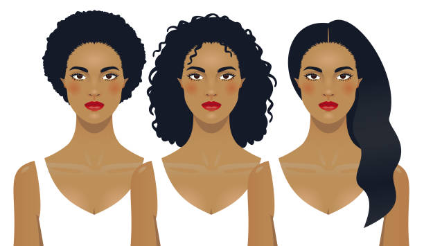 ilustrações, clipart, desenhos animados e ícones de cabelo preto da mulher - women human hair african descent black