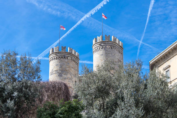 The Gate Porta Soprana with flags