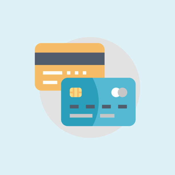 Card Payment, Bank Credit card in a flat style - Illustration Credit Card, Currency, Coin, Concepts & Topics, Digital Display credit card illustrations stock illustrations