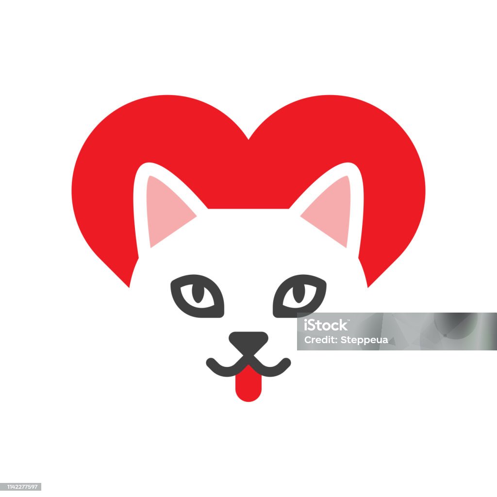 Cat and heart Vector illustration. Vector EPS 10, HD JPEG 4000 x 4000 px Logo stock vector