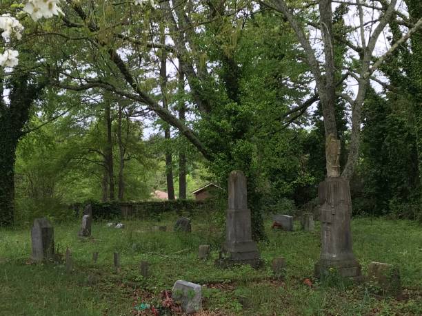 istock Graveyard and Cemetery within a heavily wooded area 1142279545