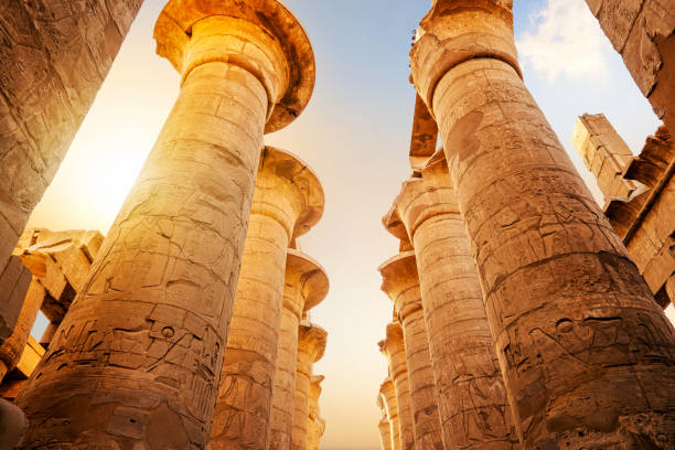 Columns in Luxor Temple Great columns in Luxor Temple at sunrise ramses i stock pictures, royalty-free photos & images