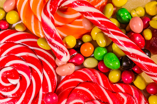 Texture of the different sweet candies for background