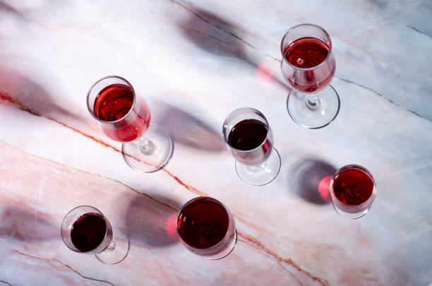 istock Wine card. Goblets with red and white whine. 1142285237