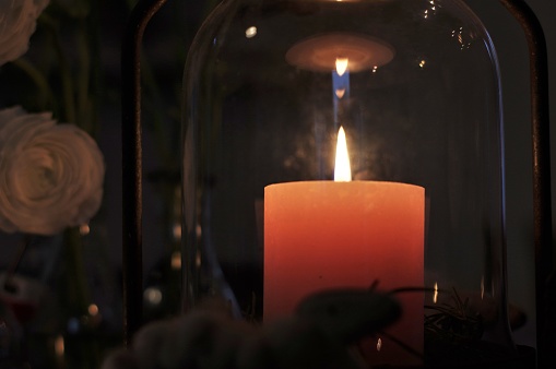 Candlelight composition in close up