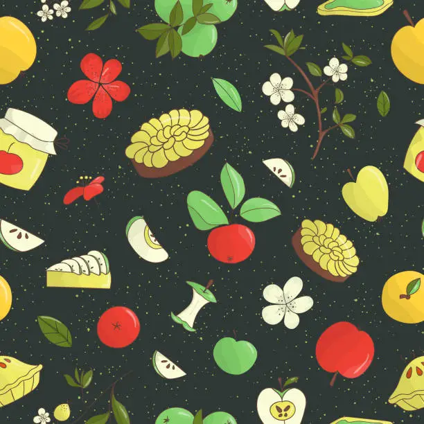 Vector illustration of Apple and apricot pattern