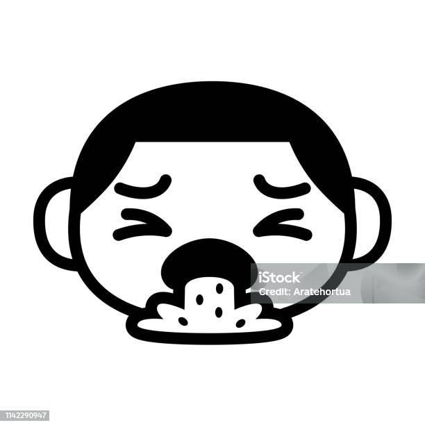 Cartoon Emoji Character Puking Isolated On White Background Stock Illustration - Download Image Now