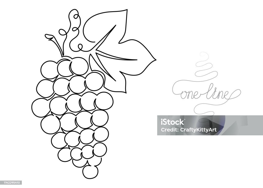 Continuous one line art drawing grapes Single line drawing. Continuous one line art. Grapes. Hand drawn minimalistic design for creative logo, icon or emblem. Editable stroke. Grape stock vector