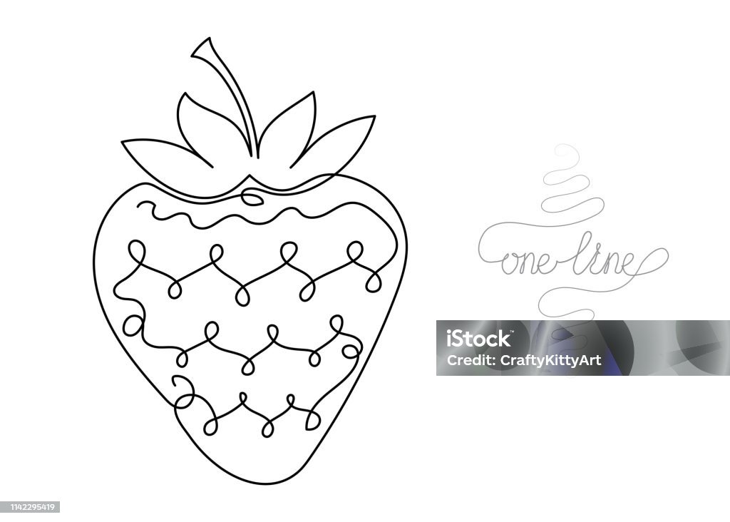 Continuous one line art drawing strawberry Single line drawing. Continuous one line art. Strawberry. Hand drawn minimalistic design for creative logo, icon or emblem. Editable stroke. Line Art stock vector
