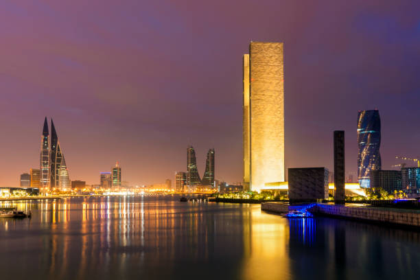 istock Mosque and modern skyline of Manama at night 1142296328