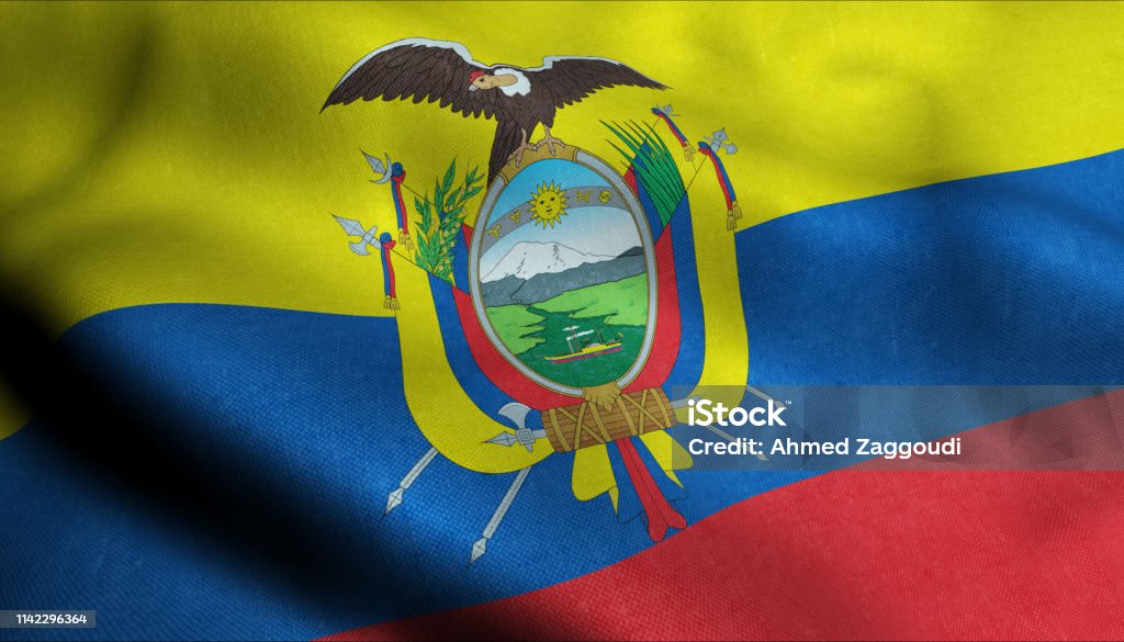Ecuador Waving Flag in 3D 3D Illustration of a waving flag of Ecuador Canadian Flag Stock Photo