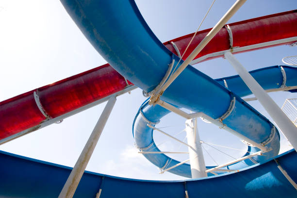 istock Old water slide on a beach in winter season 1142297951