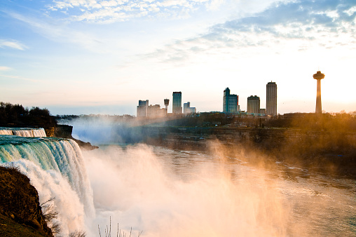 Niagara falls and the Toronto skyline from the New York side.