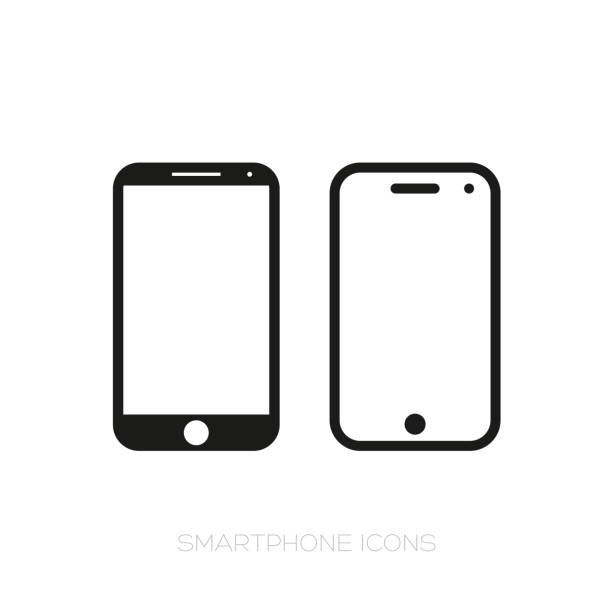 Smartphone icon set Smartphone icon set vector black mobile phone stock illustrations