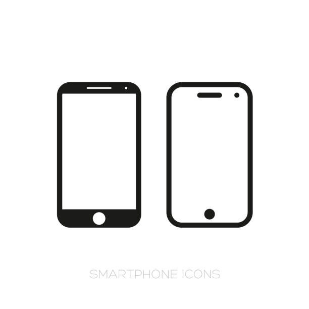 Smartphone icon set Smartphone icon set vector black cell stock illustrations