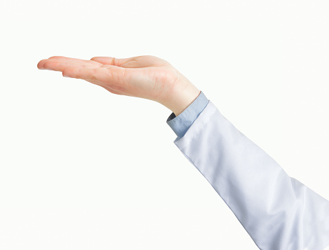 Shot of a doctor hand with palm up in a white isolated background