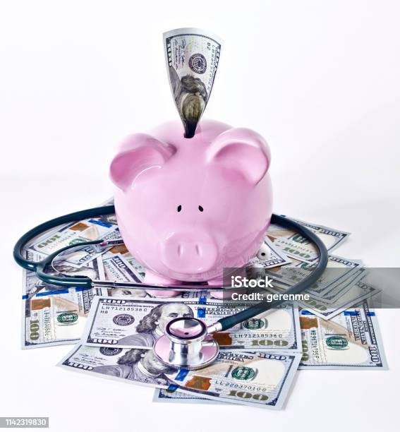 Piggy Bank And Saving Concept Stock Photo - Download Image Now - American One Hundred Dollar Bill, Banking, Business