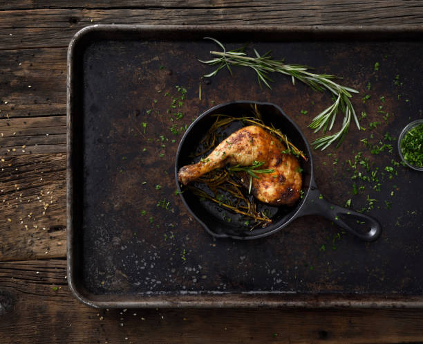 istock Chiken leg in a skillet 1142327166