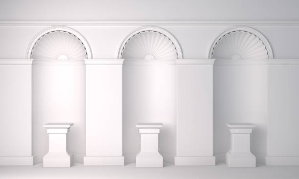 White classic pedestal podium for product display mock up.