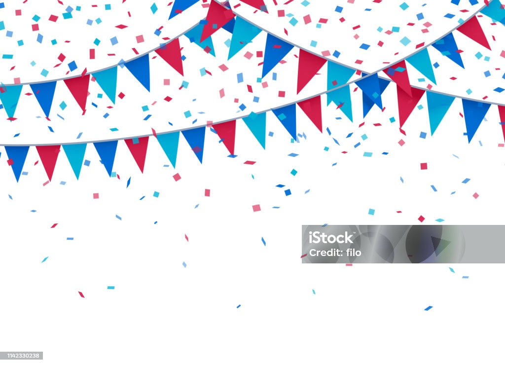 USA Patriotic Celebration Background Celebration fourth of july independence day bunting background. Confetti stock vector