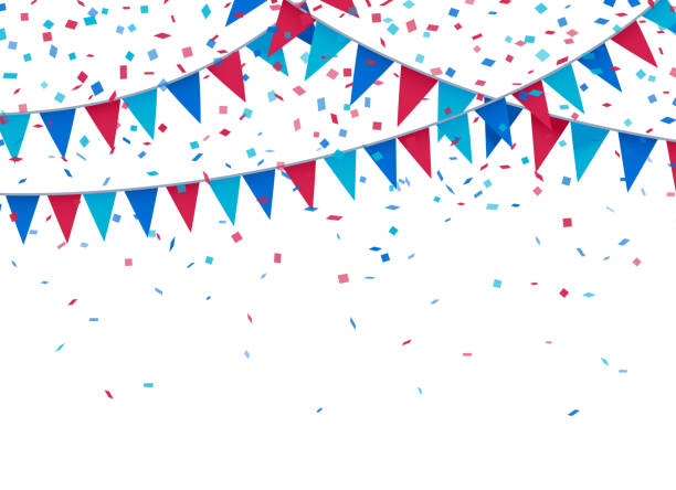 USA Patriotic Celebration Background Celebration fourth of july independence day bunting background. ticker tape stock illustrations