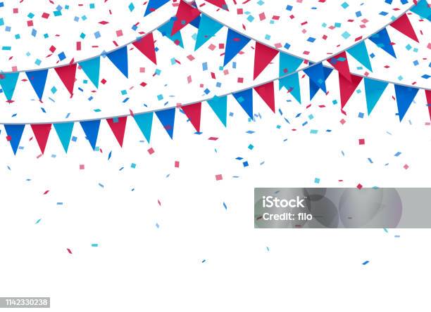 Usa Patriotic Celebration Background Stock Illustration - Download Image Now - Confetti, Celebration, Party - Social Event