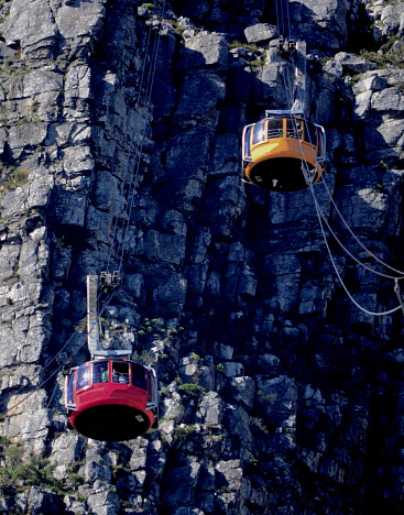 Cable Cars take sightseers to and from the top of Cape Town's Table Mountain