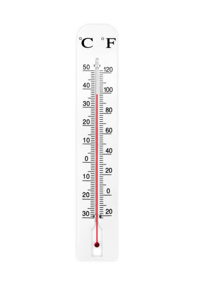 atmosphärische plastische meteorologie thermometer auf weißem hintergrund isoliert. lufttemperatur plus 37 grad celsius - additionstaste grafiken stock-fotos und bilder