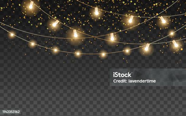 Party Hanging Lamp Garlands Stock Illustration - Download Image Now - Lighting Equipment, Illuminated, Party - Social Event