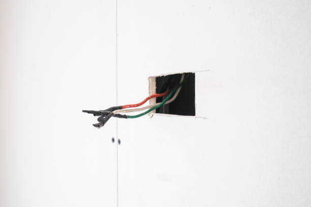 unsafely electric wires from wall in construction side - can use to display or montage on product