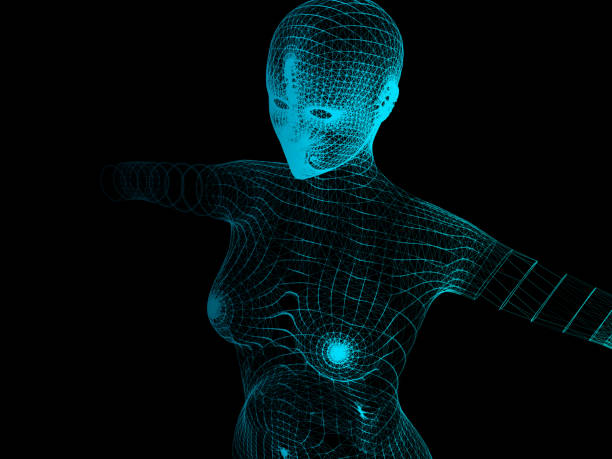 istock Abstract polygonal woman body 3d grid. Medicine, science and technology. Vector illustration. 1142357111