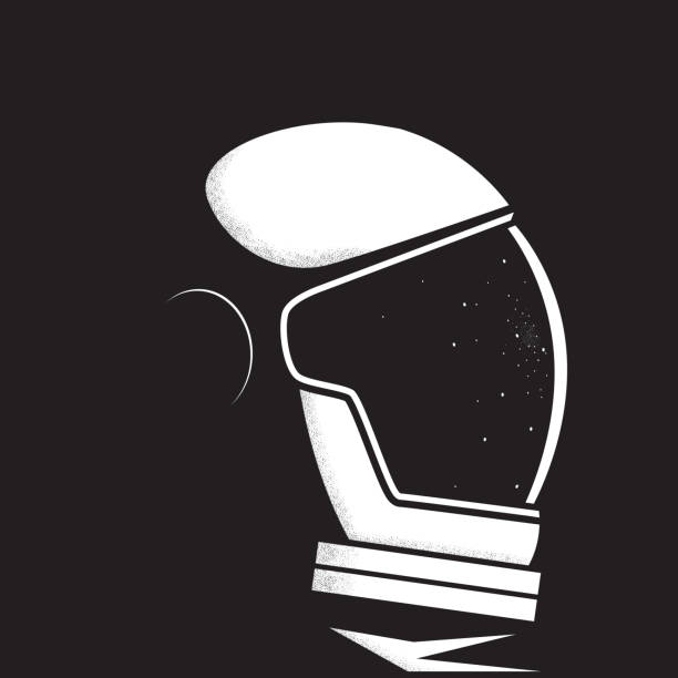 ilustraciones, imágenes clip art, dibujos animados e iconos de stock de astronauta en el espacio. casco de astronauta refleja las estrellas - nebula