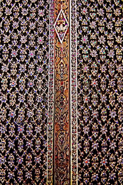 Decoration on Buddhist temple's door.