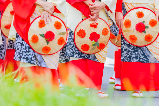 traditional japanese dance festival - prefeitura de yamagata imagens e fotografias de stock