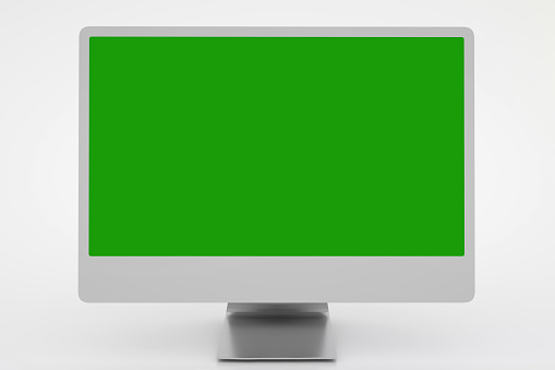 Empty Window Display Computer Realistic Empty Computer Display With Green Screen 3d Rendering Stock ...