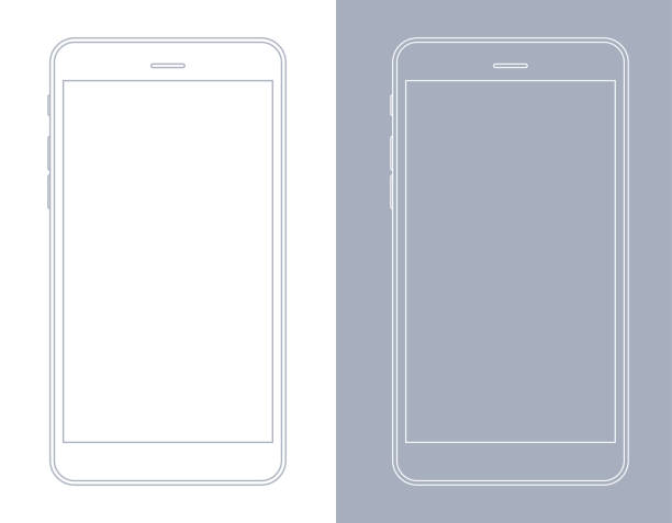 Smartphone, Mobile Phone in Gray and White Wireframe Vector Smartphone, Mobile Phone in Gray and White Wireframe blueprint borders stock illustrations